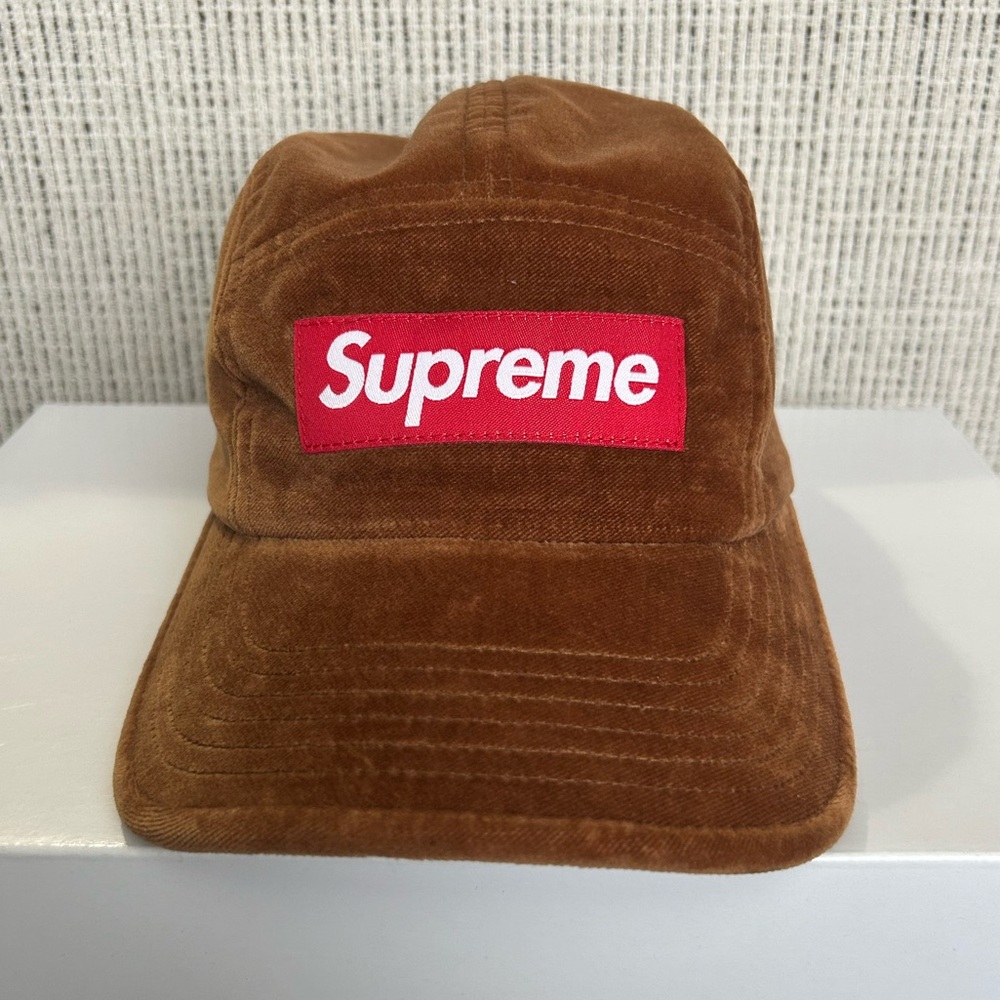 Supreme Brown Velvet Camp Cap, Used (FW20)